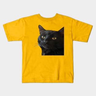 Black Cat With A Funny Quirky Expression Cut Out Kids T-Shirt